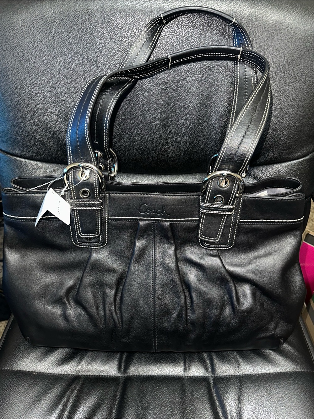 NEW Coach Soho Pleated Black Leather Tote Bag (Style No. F13733)